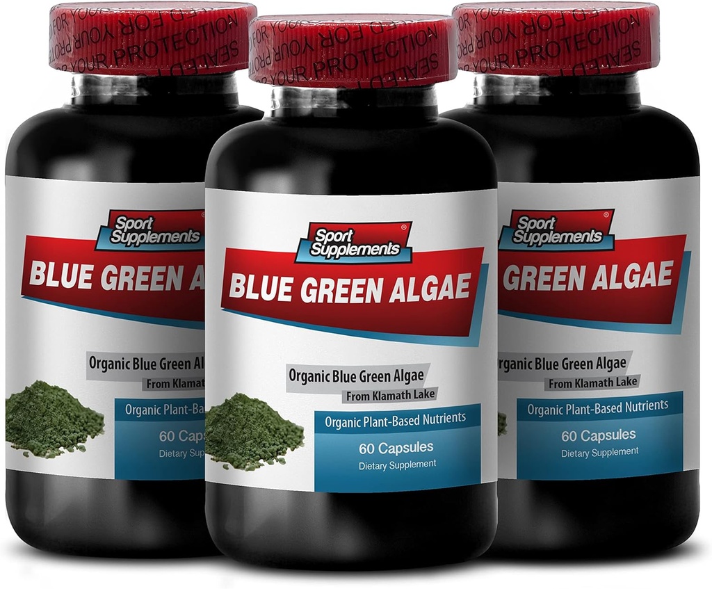 Suplemento del Sistema Supremo Inmunitario - Klamath Blue Green Algae 500mg, Klamath Lake Blue Green Algae, spirulina y cloella Capsules, spirulina Powder, spirulina chlorella, chlorella Tablets 3B 180Cap