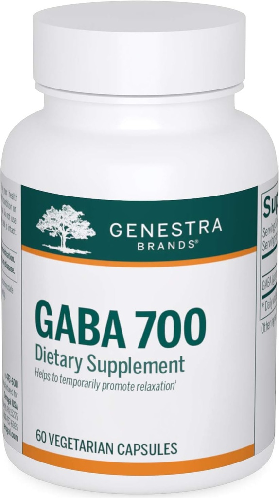 Genestra Brands GABA 700 latitud Gamma-Aminobutyric Acid Formulation tención 60 cápsulas