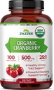 Zazzee USDA Organic Cranberry 25:1 Extracto, 500 mg por Cápsula, 100 Cápsulas Vegan, Más de 3 Mes de Suministro, Estándarizado, Concentrado 25X Extracto, 100% Vegetariano, Certificado Orgánico, No GMO Todo-Natural