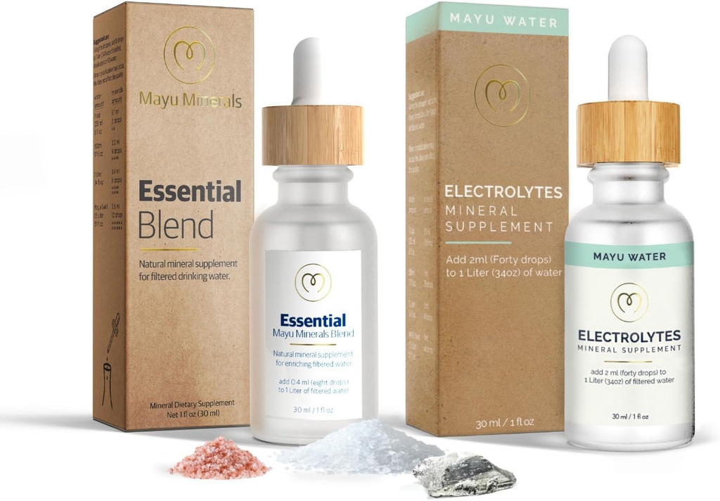 MAYU Essential Blend &amp; Electrolyte Water Drops Minerals Charge Bundle