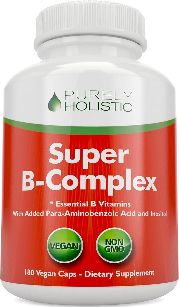 Vitamin B Complex - 8 Super B Complex Vitamins with Choline & Inositol, Vitamins B1, B2, B3, B5, B6, B8, B9 & B12 - B100 Complex - 180 Vegan Capsules - 6 Month Supply - Made in The USA