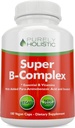 Complejo de vitamina B - 8 Super B Complejo Vitaminas con Choline & Inositol, Vitaminas B1, B2, B3, B5, B6, B8, B9 &amp; B12 - Complejo B100 - 180 cápsulas veganos - 6 mes de suministro - Hecho en los EE.UU.