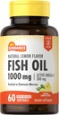 Sundance Fish Oil 1000mg ← 60 Softgels ← Natural Lemon Flavor Silencio con Active Omega-3 Silenciosa No GMO y Gluten Suplemento Gratis