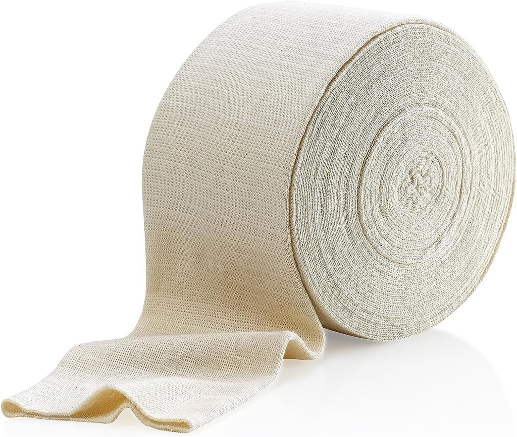 Soporte Elástico Tubular Bandage Tamaño F, 10M Caja - Color natural (4" x 33 Pies) para Bandage de soporte de rodilla grande -Medium a Thigh grande, Cotton Spandex