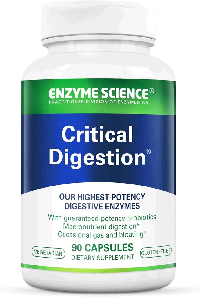 Enzyme Science Critical Digestion - Enzimas digestivas y probioticos - 90 cápsulas
