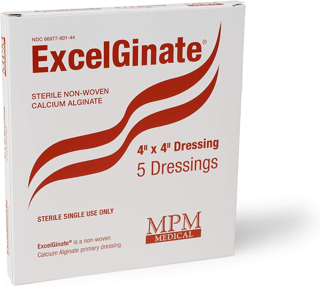 Calcio Alginate Dressing, 4"x4" [Box de 5] Sterile, MPM Medical
