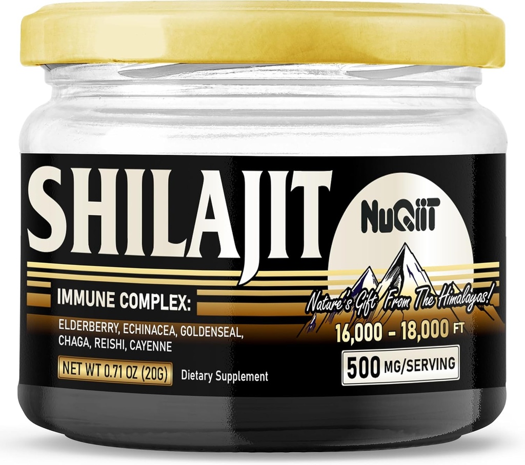 20 Gr - Shilajit Resinand Immune Support Blend Elderberry, Echinacea, Goldenseal, Chaga, Reishi y Cayenne