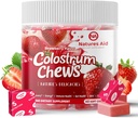 Colostrum Chews Suplemento con probióticos para Gut Health, Bloating, Immune Support, Skin, Hair Growth and Beauty - Strawberry Flavor (60 Servings)