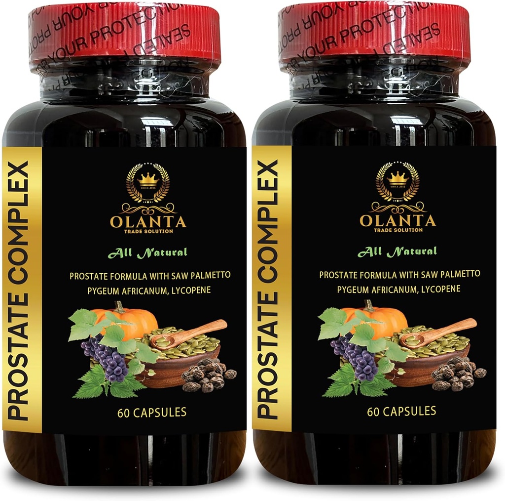 Complejo de próstata Todos los Suplementos Naturales - Complejo de próstata para Hombres, Suplemento de Apoyo para Hombres, Prostate Supreme con Saw Palmetto - 2 Botellas 120 Capsules
