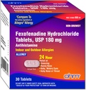 Ohm No-Drowsy Fexofenadine Antihistamine Indoor Alergia al aire libre Tablets 30ct