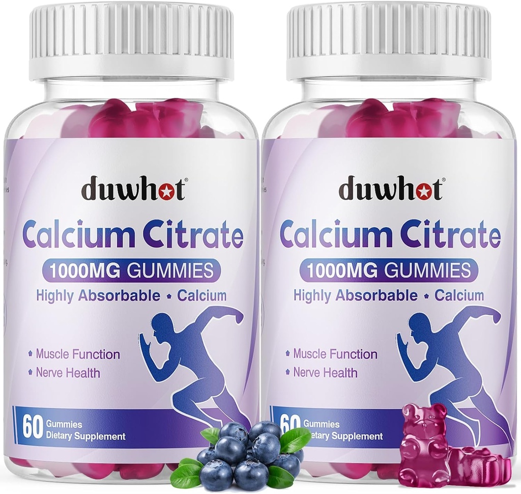 Calcium Citrate Gummies, Chewable Calcium Citrate 1000mg para Bone, Muscle &amp; Immune Support, Ultimate Absorption Calcium Suplementos para Hombres, Blueberry,120 Chews
