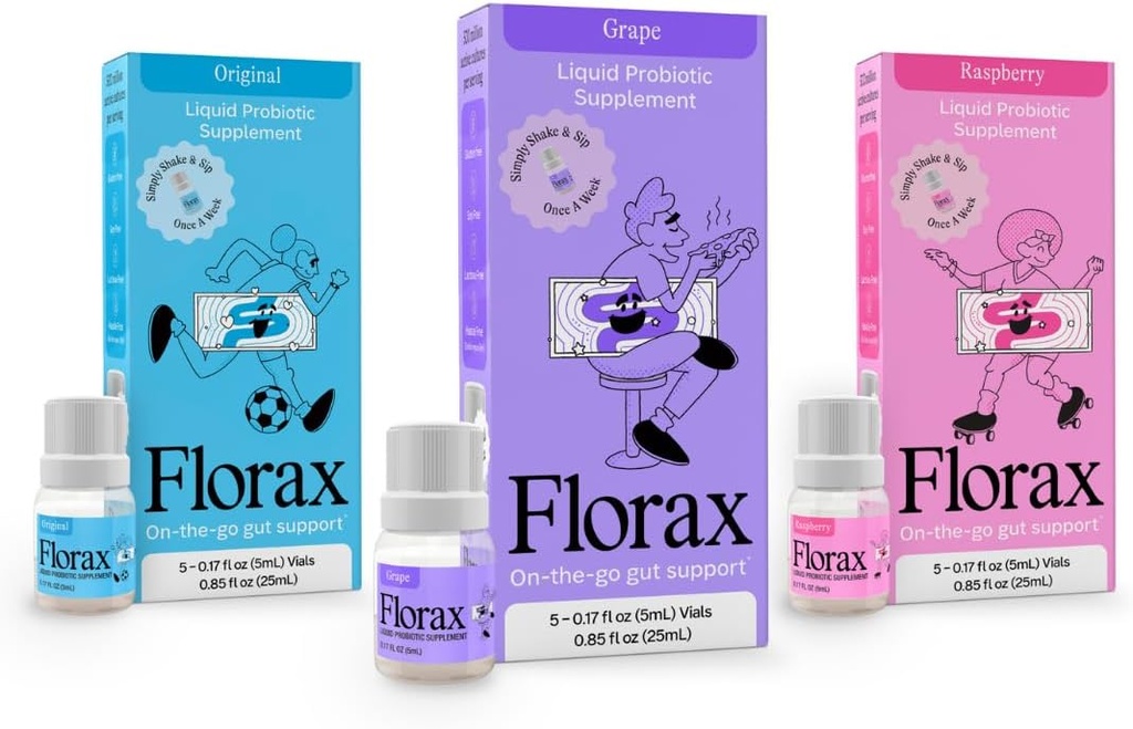 Florax - Probiótico líquido - Soporte para mujeres, hombres y niños - Flavor Bundle - 3 Cajas con 5 viales