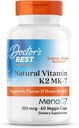 Mejor vitamina natural del médico K2 MK7 Suplemento para hombres y mujeres - soporte de salud de huesos, 100 mcg vitamina K-2 MK-7 cápsulas con MenaQ7, soporte de calcio, no GMO, Vegan - 60 cápsulas de veg