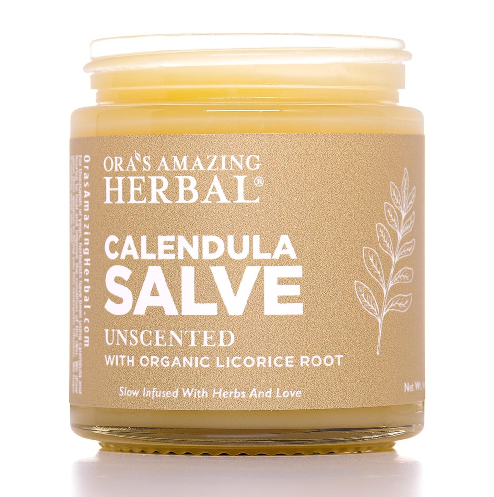 Calendula Salve, Calendula Cream, Dibujo Salve, Calendula Ungüento, Ora Impresionante Herbal, Cocot Salve libre hecho con Calendula orgánica y Licorice Root, 4 oz