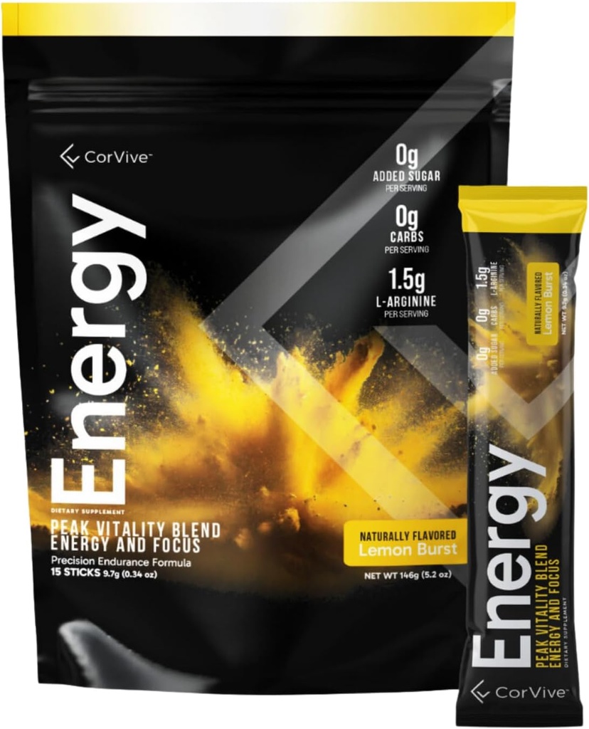 Energía TENIDO Energía natural > Suplemento de enfoque TENIDO con Carnosyn®, Ashwagandha, L-Arginina, Theobromine TENIDO Sugar Zero, 5 Calories, 120mg Caffeine TEN 15 Stick Packs for Mental & Physical Boost TEN Lemon