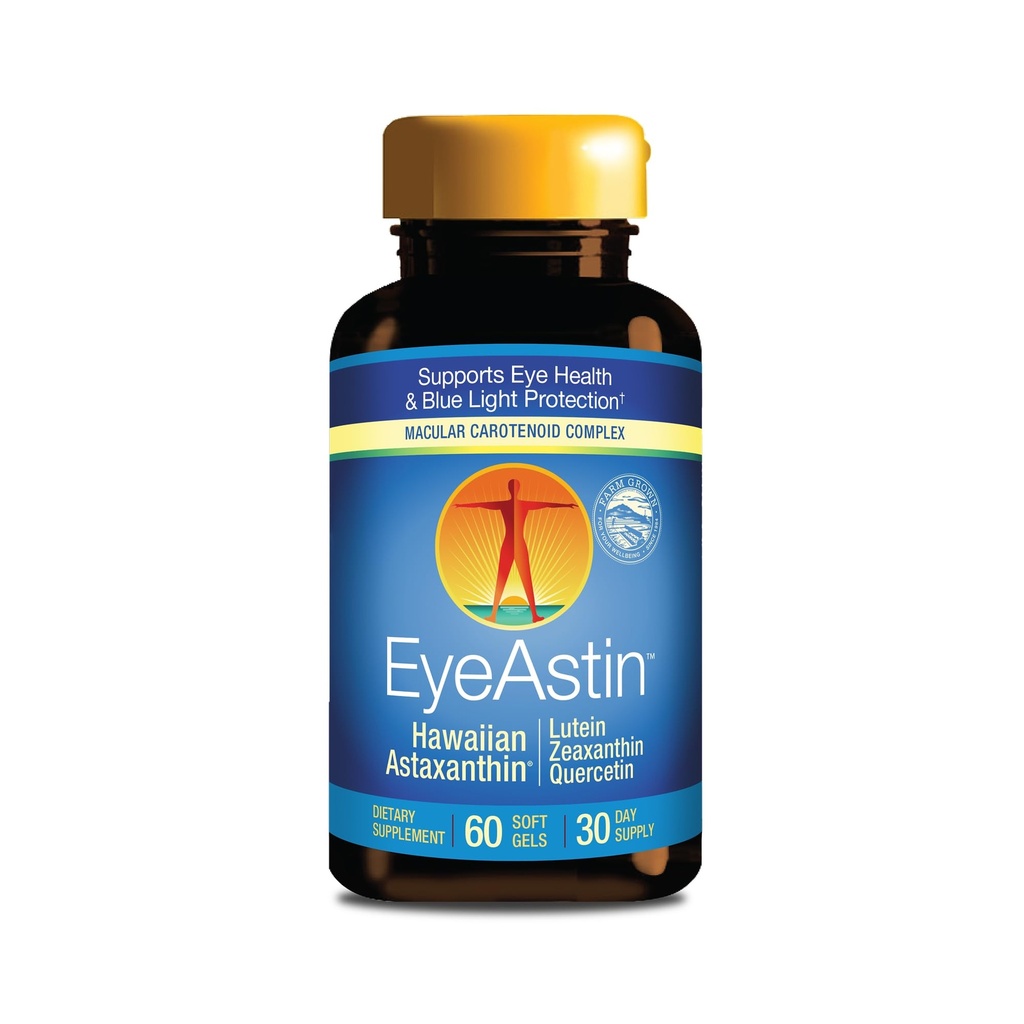 EyeAstin, BioAstin Hawaiian Astaxanthin with Lutein & Zeaxanthin, Supports Eye Health Naturally, 60 Count