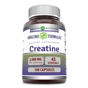Amazing Formulas Creatine Monohydrate Amino Acid Supplement TEN 3000 Mg per Serving TEN 180 Capsules ← No-GMO TEN Gluten-Free TEN Made in USA