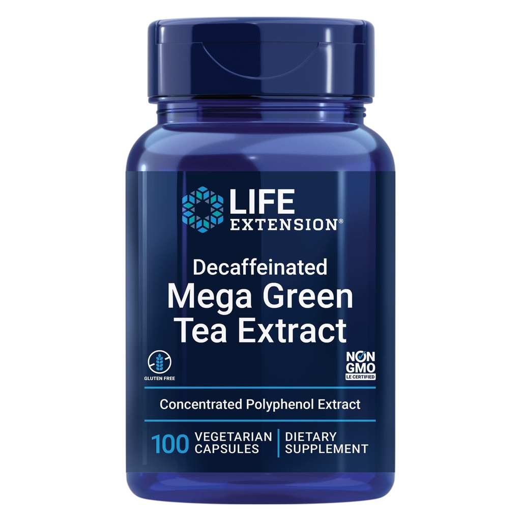 Life Extension, Mega Green Tea Extract, Decaffeinated, 100 Veggie Caps