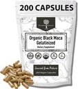 Gelatinized Gelatinized Black Maca – 3X Stronger 200 cápsulas para hombres &amp; mujeres, suplemento de energía natural para foco, rendimiento, resistencia y resistencia, mejora de la humedad y estabilidad, Claridad mental 1000mg