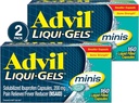 Advil Liqui-Gels minis Pain Reliever and Fever Reducer, Pain Medicine for Adults with Ibuprofen 200mg for Pain Relief - 2x160 Liquid Filled Capsules