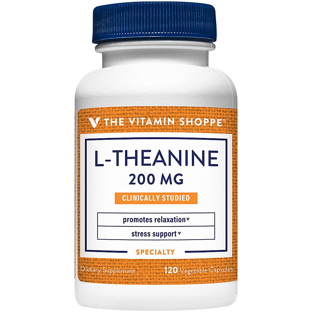 L-Theanine, clínicamente estudiado - Promueve la Relajación & Stress Support - 200 MG, 120 Vegetable Capsules, 120 Servings by the Vitamin Shoppe