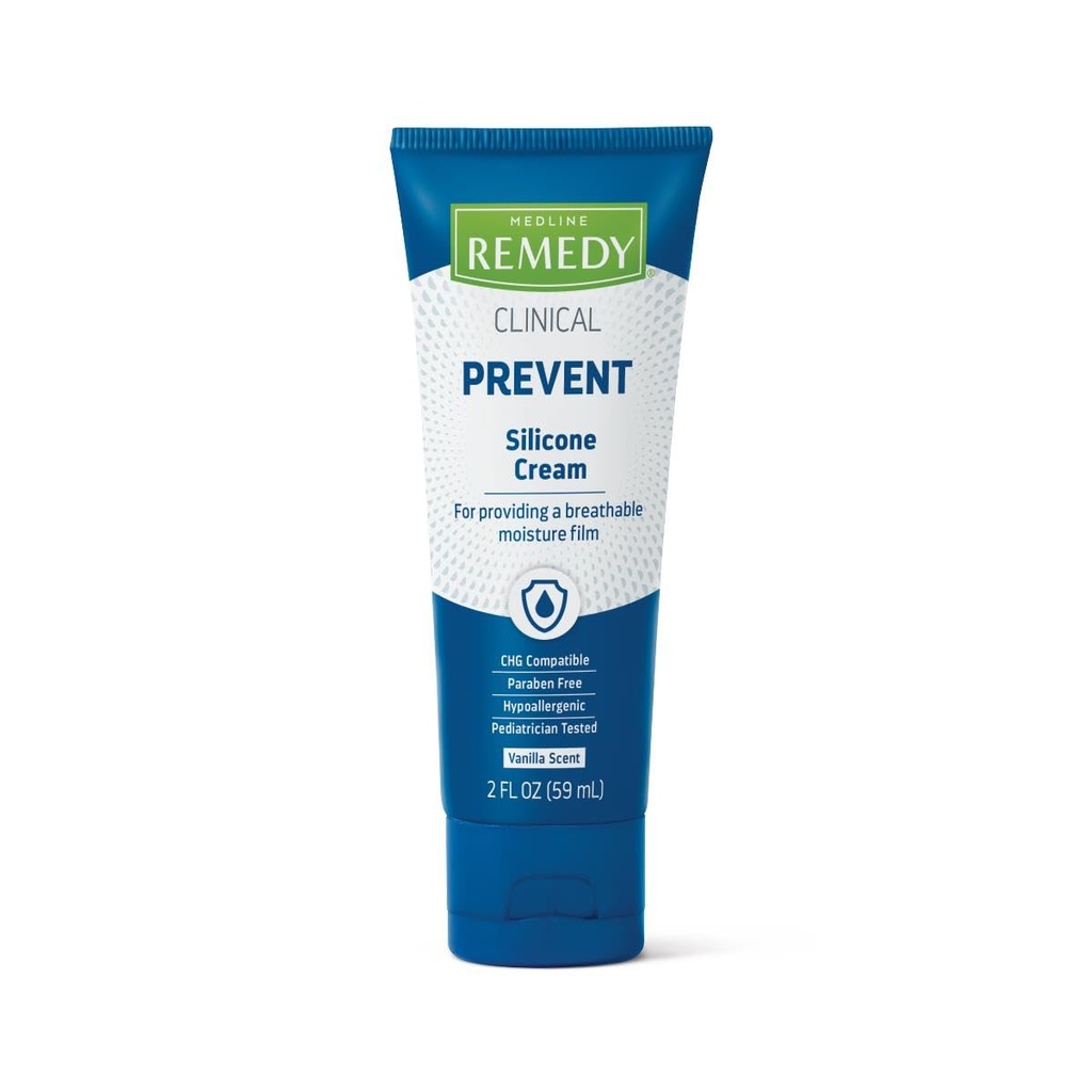 Crema de silicona clínica Medline Remedy (2 oz Tube), aroma de vainilla, película transpirable, calmante, hidratante, nutritiva, cuidado de la piel hidratante, para la piel atrapada, cubierta, sensible