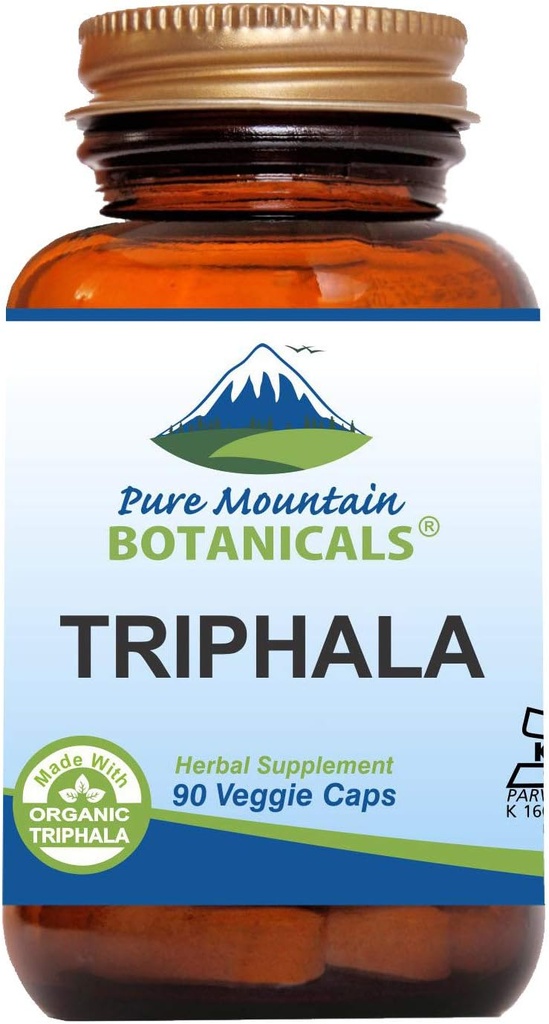 Botanicales de Montaña Pura Triphala Capsules 90 Kosher Vegan Caps Ahora con 500 mg de flores ecológicas de fruta india de Amla
