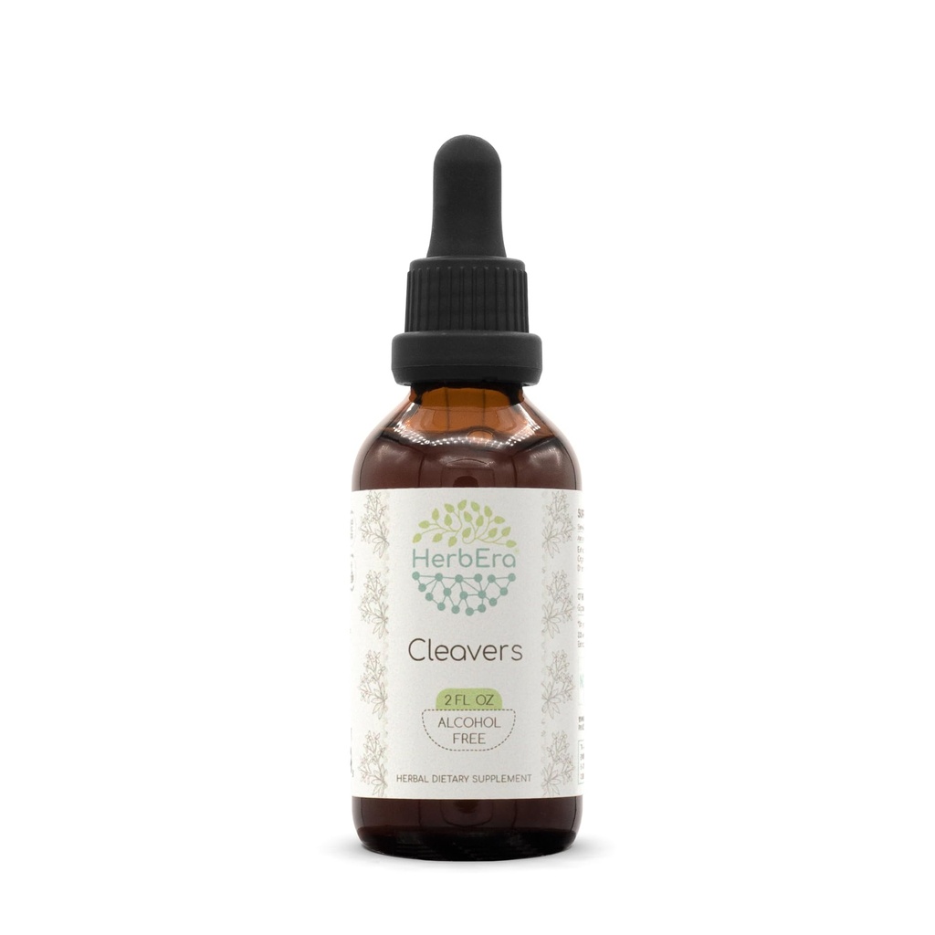 HerbEra Cleavers B60 Extracto herbario libre de alcohol Tintura, gotas líquidas concentradas Natural Cleavers (Aparina de calcio) Herb seco (2 fl oz)