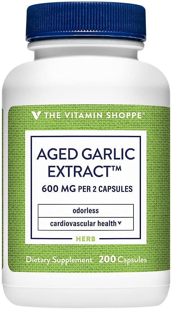 El extracto de ajo envejecido sin olor de vitamina Shoppe - Apoyo a la salud cardiovascular - 600 MG (200 cápsulas)