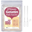 Tamaño 000 Empty Gelatin Capsules con 2 Micro Spoons - 100 Conde Empty Clear Capsule - Empty Pill Capsules para Powders Suplementos