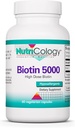 Nutricología Biotina 5000 Suplemento - 5000mcg Biotina, Vitaminas para el cabello, la piel y las uñas, alta dosis, cápsulas vegetarianas, hipoalergénico, libre de gluten - 60 Conde