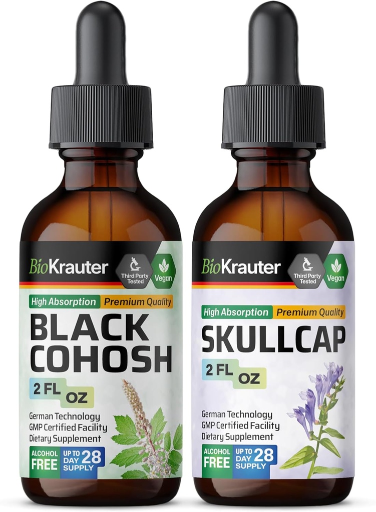 BIO KRAUTER Black Cohosh Tincture 2 Fl. Oz. " Skullcap Tincture 2 Fl. Oz.