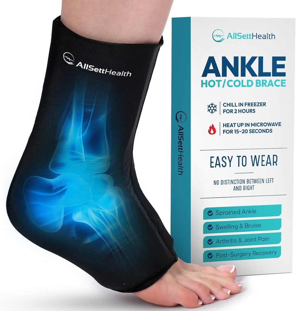 Ankle Ice Pack Wrap for Swelling - Hot/Cold Therapy Ice Wrap for Foot Pain Relief, Heel Pain Relief, Plantar Fasciitis, Achilles Tendonitis Relief, Sprained Ankle Compression, Small/Medium