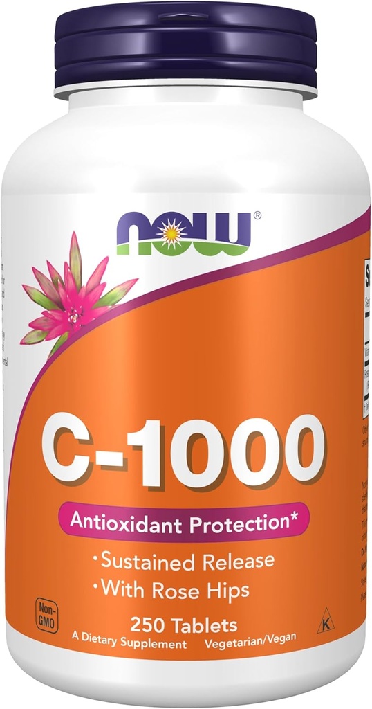 Ahora Alimentos, C-1000 ,Ahora Alimentos Vitamina C-1000 Sustained Release with Rose Hips, 250 Tablets