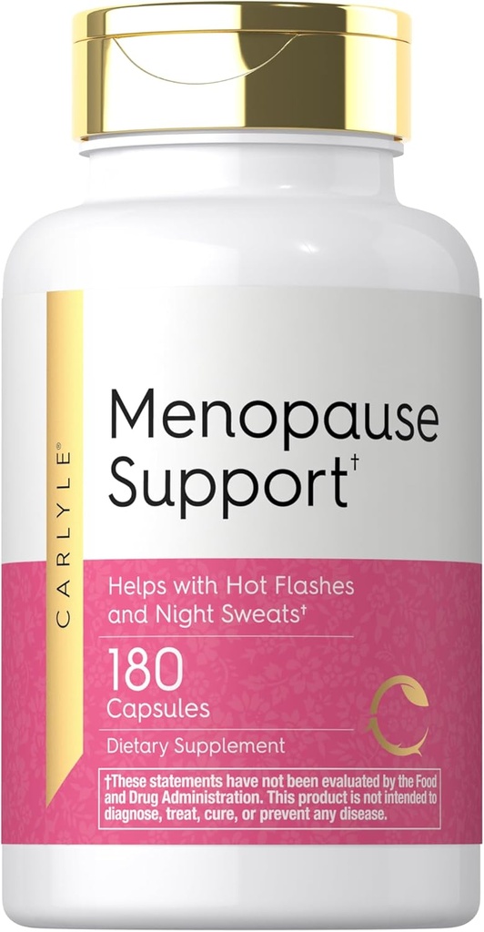 Carlyle Menopause Supplement for Women TEN 180 Capsules TEN Ayuda con Hot Flashes y Sudaderas Nocturnas Silenciosa No GMO, Gluten Free Menopause Support