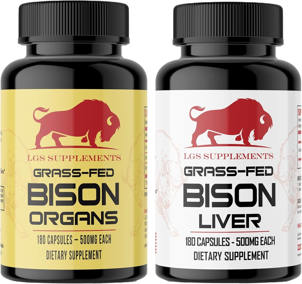 Paquete de inicio, Grass Fed Bison Liver Capsules, Organ Capsules, Non-GMO, Supports Energy Production, Detoxification, Digestion, Immunity and Full Body Wellness