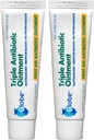Globo Triple Antibiótico Ointamento de primeros auxilios, 1 oz (2-Pack) Antíbico de primeros auxilios, protección de infecciones de 24 horas, tratamiento de la carrera de heridos para pequeñas plagas, quemaduras y cortes