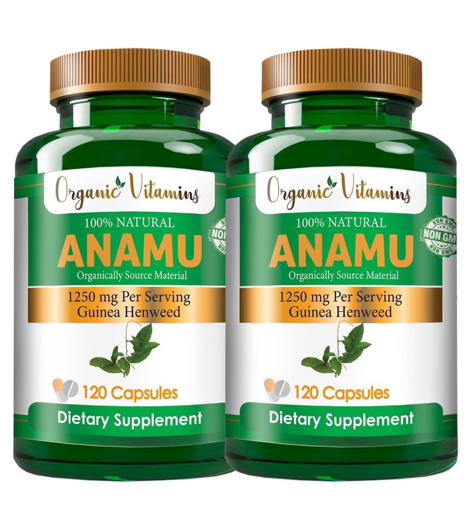 Vitaminas Orgánicas Anamu 1250mg 100% Crecida orgánicamente 240 cápsulas Petiveria Total Allicea Vitamisan