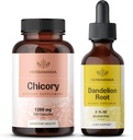 HerBAMAMA Chicory and Dandelion Kit - Bundle of 1200 mg Chicory Root Capsules " Dandelion Root Tincture 2 fl oz - Vegan, Non-GMO, Sugar " Alcohol-Free - 2 Pack