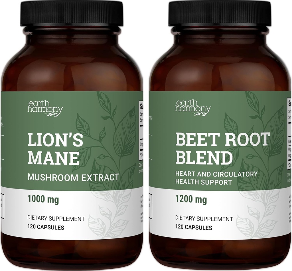 Tierra Armonía Orgánica de León Mane &amp; Beet Root Powder - 120 Capsules Cada