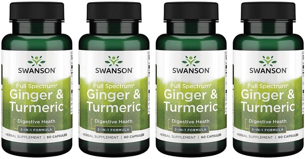 Swanson Full Spectrum Ginger &amp; Turmeric 60 Capsules 4 Pack