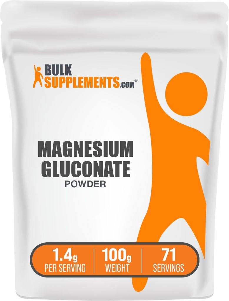 BulkSupplements.com Pólvora de Gluconato de Magnesio - Suplemento de Magnesio, Mineral Esencial - Sin sabor, 1.4g por Serving, 100g (3.5 oz) (Pack of 1)