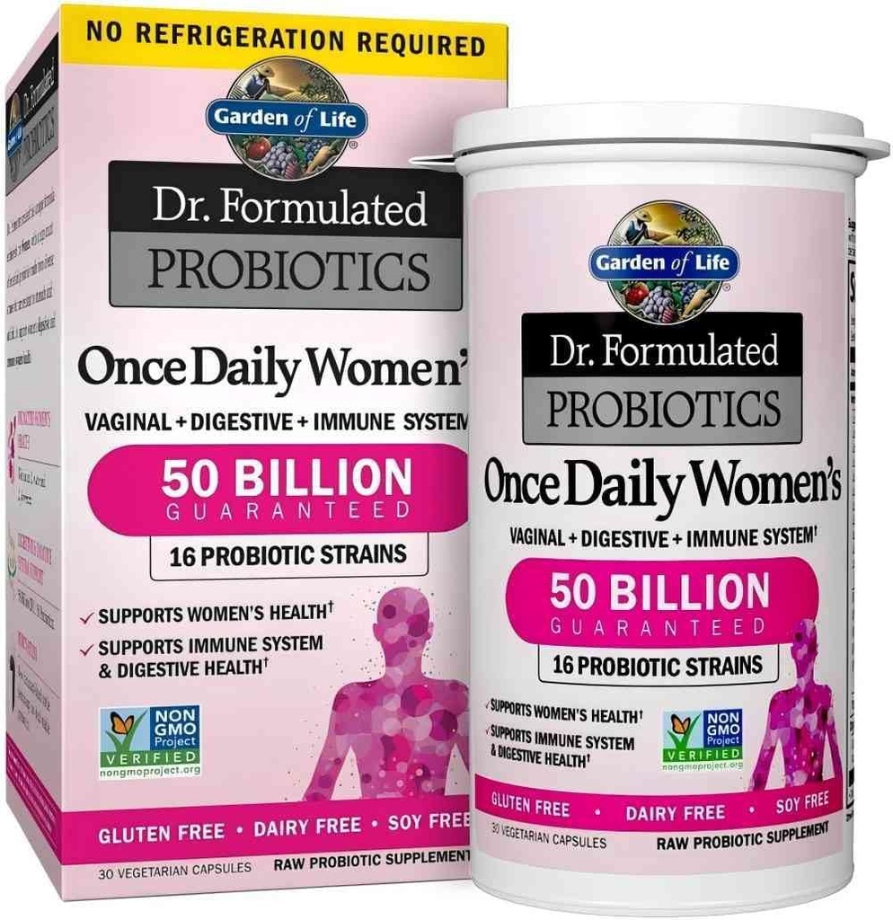 30 Capsules Una vez que el diario Dr. Formulado Probióticos para Mujeres 50 Billones CFU 16 Estrechos Probióticos con Prebióticos Orgánicos para Salud Digestiva, Vaginal &amp; Inmune, Dairy Free. 1 Pack