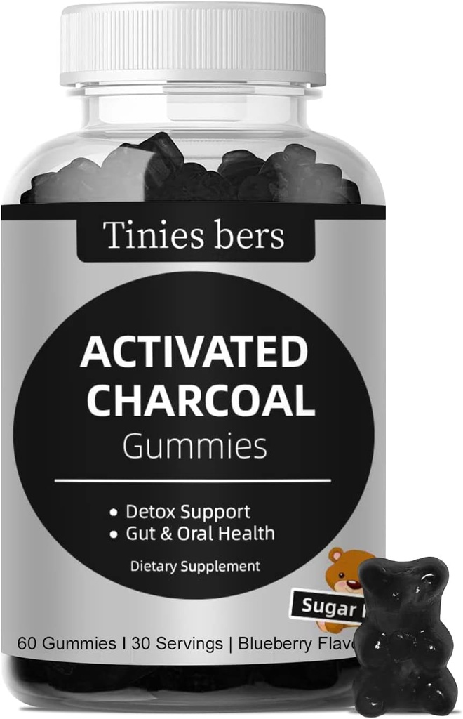 Gamas de carbón activados Azúcar Gratis, 400 mg Suplementos de carbón de Coco, Más rápido para limpiar, Detox, Gas Relief, Gut &amp; Oral Health for Adults &amp; Kids, Gluten Free, Non GMO, Vegan, Pectin, 60