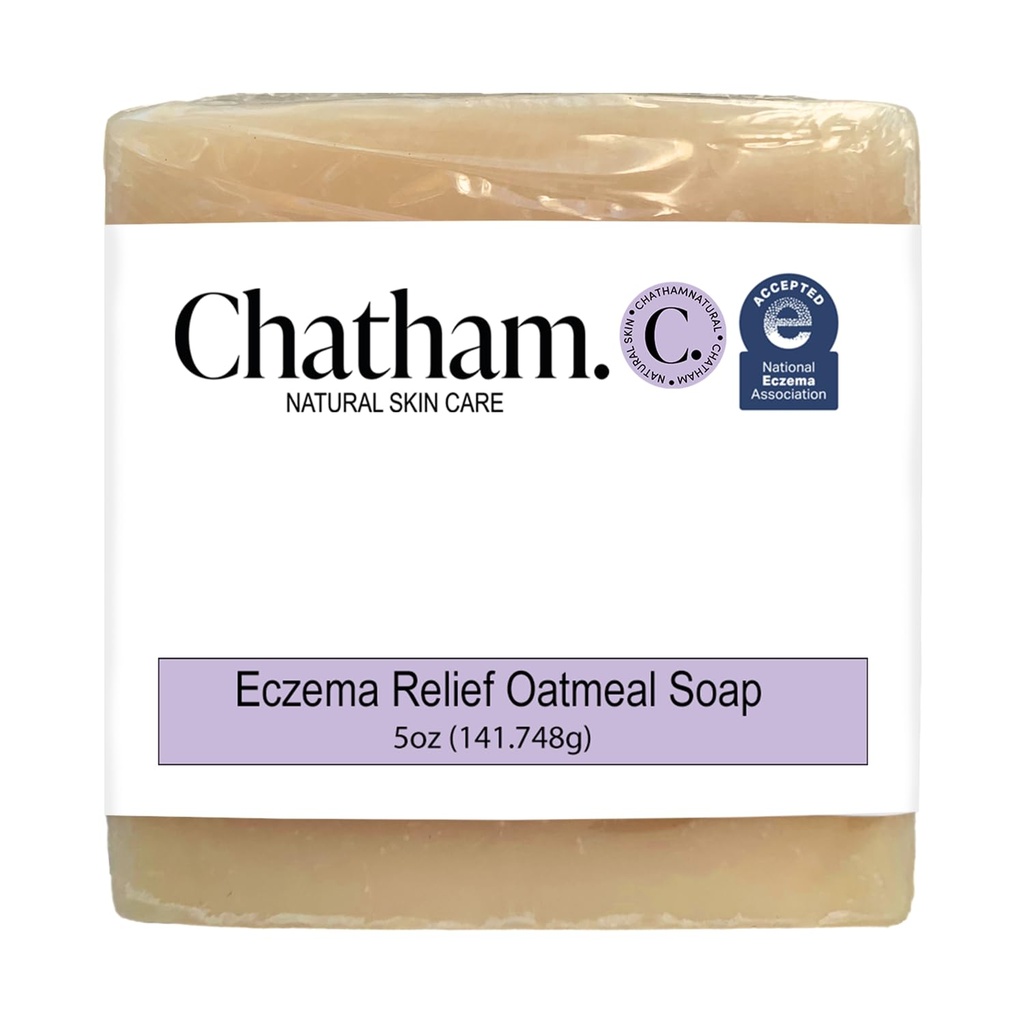 Chatham Natural Skin Care Eczema Relief Oatmeal Soap, Baño relajante de avena, tratamiento para eczema rosacea, psoriasis