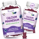 2 Pack Calcio Magnesio Zinc Gummies con vitamina D3 &amp; B12, Suplementos de Calcio Libre de Azúcar para Mujeres Hombres, Flavor de Arándano Vegano