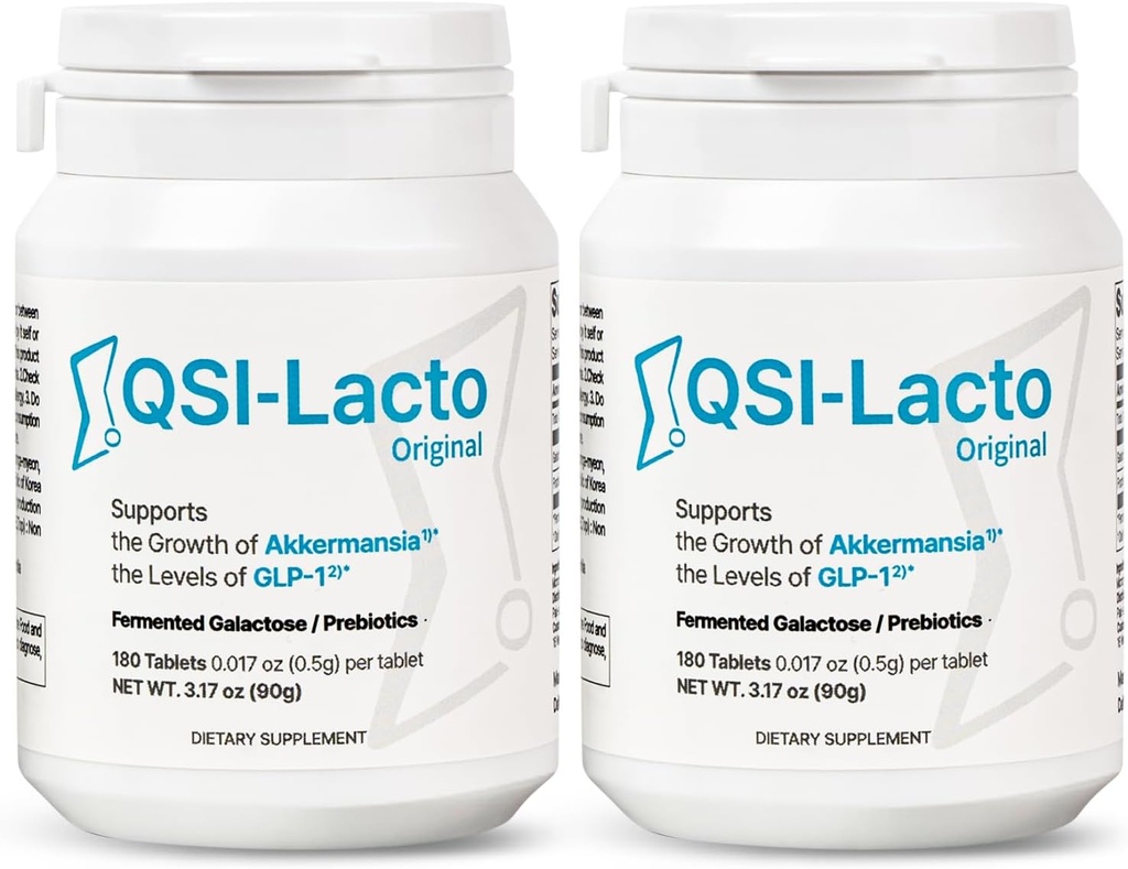 QSI-Lacto Original 2 Packs, 180 Servings, Naturally Supports GLP-1 Level Elevation, Galactose Incluido, Gut Health, Prebiotics, Chewable