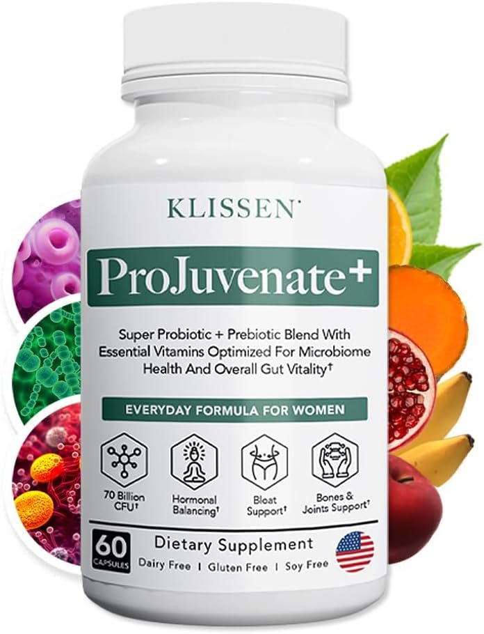 ProJuvenate+ Manejo Probiótico de Peso para Mujeres, Apoya Gut & Digestive Health, Ayuda con Bloating Ocasional, Metabolismo Saludable & Immune Support, 70 Billion CFU & Prebiotics (60 Cuenta)