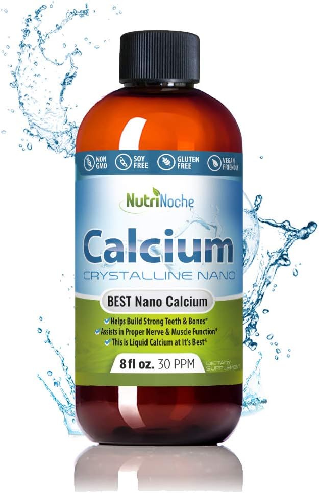 NutriNoche Suplemento de calcio líquido - 99,99% Ultra Pure Crystalline Nano Calcium for Women, Men &amp; Children - Calcium Citrate Alternative - Absorbed at a Cellular Level Sublingually - 30 ppm