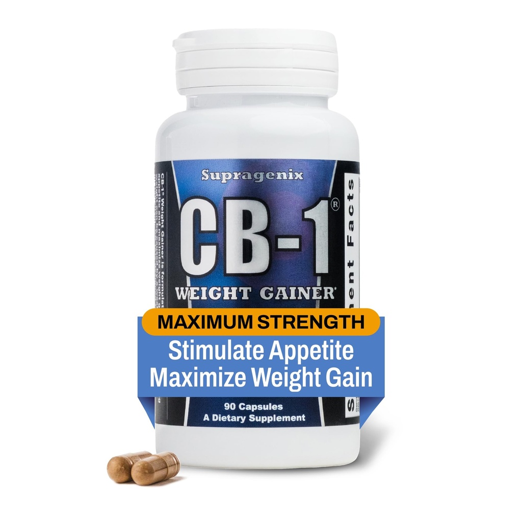 Supragenix CB-1 Weight Gainer Pills (90 Count) | Weight Gain Support for Women & Men | Clinically Tested Appetite Booster | Powerful Mass Gainer